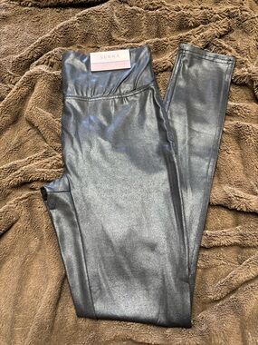 Serra Shimmery Charcoal Faux-Leather Leggings